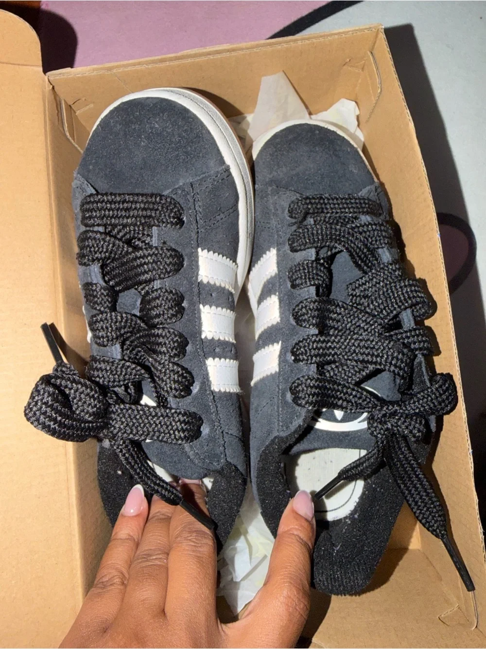 adidas Campus Kids' Sneaker in Black, White, Gum
